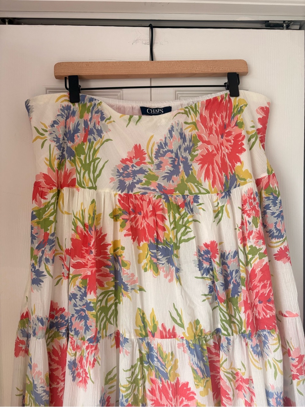 Chaps 100% Cotton Floral Tiered Maxi Skirt - Picture 2 of 7
